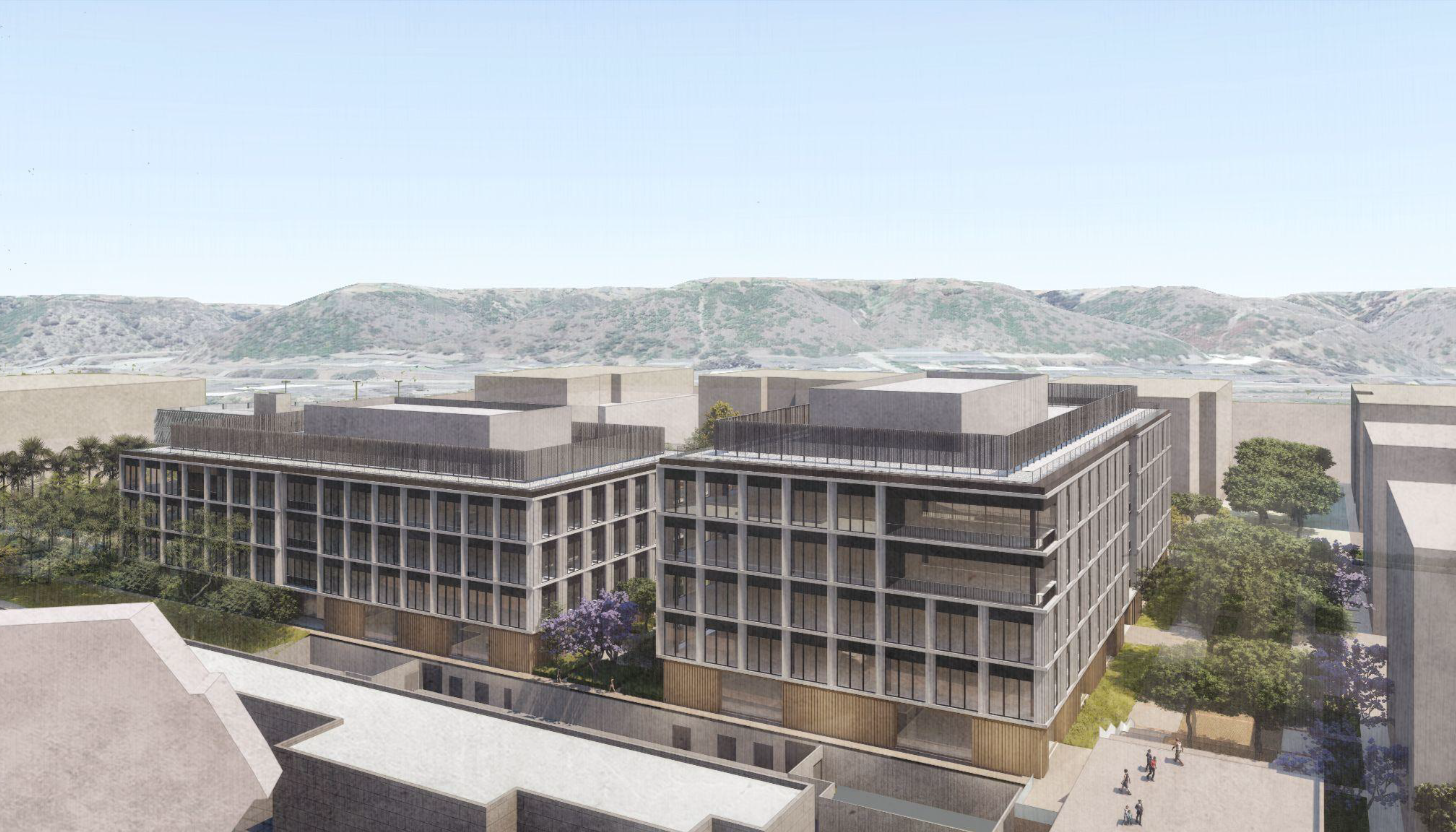 Front view of the new stem building